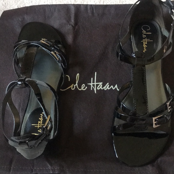 Cole Haan Nike Air Sandals in Black Patent, size 10